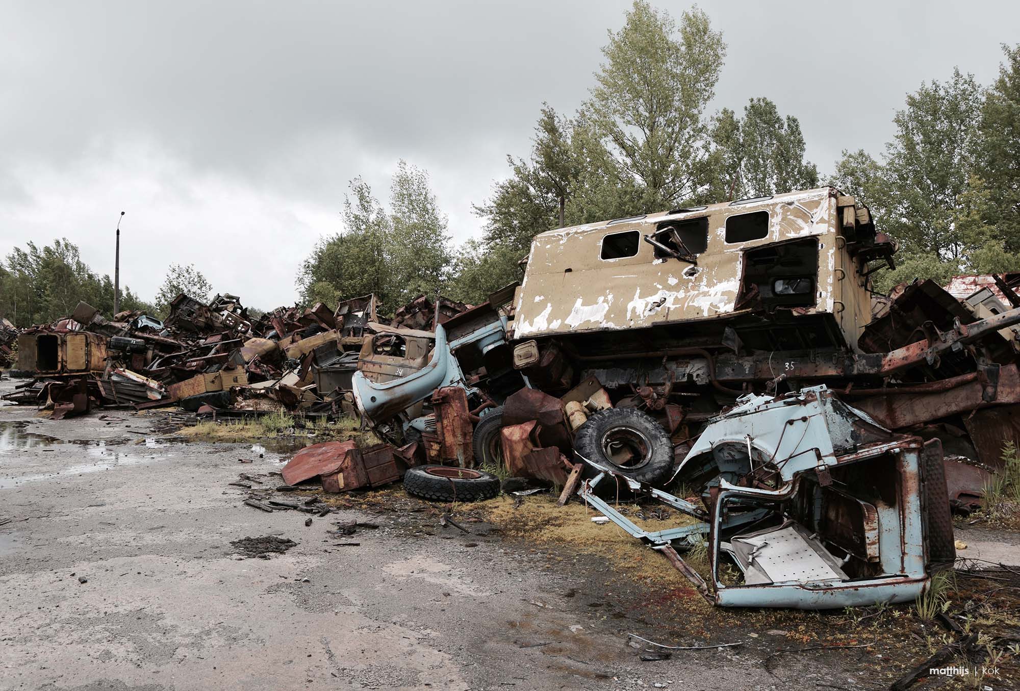 Vehicle Graveyard, Chernobyl | Photo by Matthijs Kok
